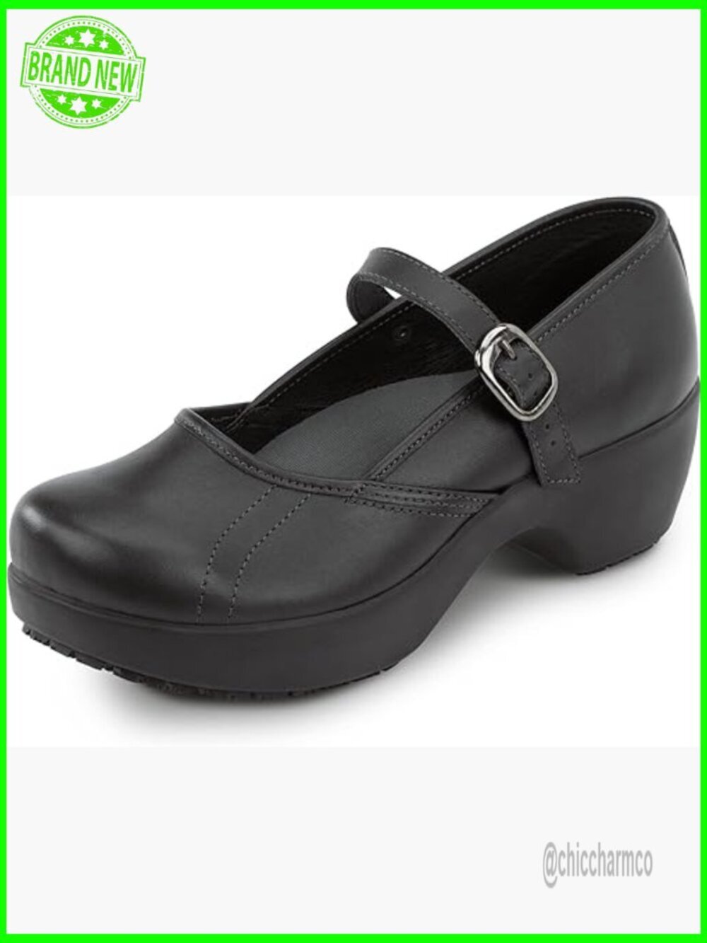 Mary Jane Clog Slip Resistant Work Shoe Adjustable Instrap PU Midsole